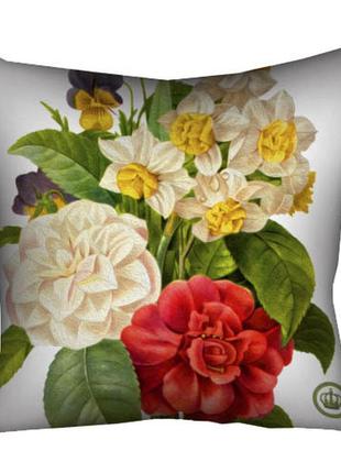 Подушка габардиновая c принтом цветочный букет 30x30 (3p_bot053)