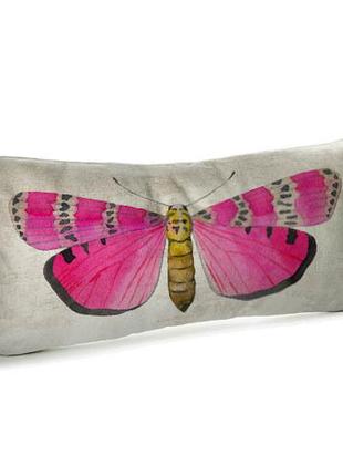 Подушка для дивана бархатная розовая бабочка 50x24 см (52bp_fl...