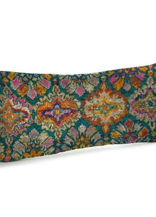 Подушка для дивана бархатная персидский орнамент на темно-зеле...