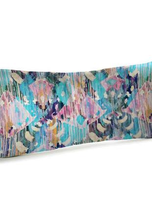 Подушка для дивана бархатная бирюзовый этно орнамент 50x24 см ...