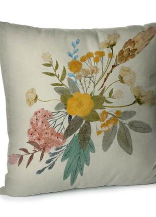 Подушка диванная с бархата цветочная фантазия 45x45 см (45bp_2...