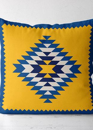 Подушка декоративная soft желто-синий орнамент 45x45 см (45pst...