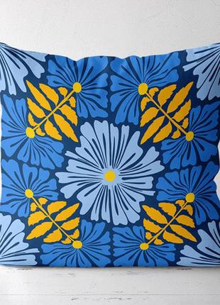 Подушка декоративная soft желтые и синие цветы 45x45 см (45pst...