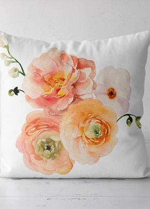 Подушка декоративная soft цветочная композиция на светлом фоне...