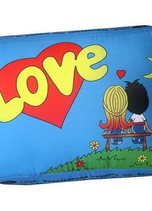 Подушка в форме жвачки "love is" (синяя)