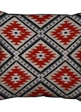 Подушка с мешковины красно-серый навахо орнамент из ромбов 45x...