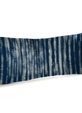 Подушка для дивана бархатная белые линии на синем фоне 50x24 с...
