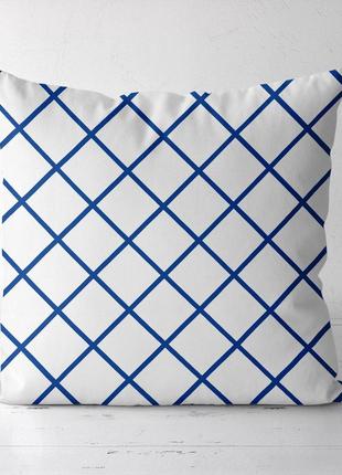 Подушка декоративная soft синяя клетка 45x45 см (45pst_23m014)