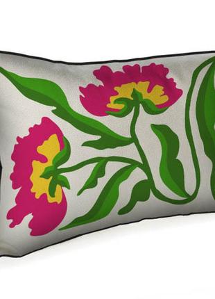 Подушка интерьерная с мешковины цветочная фантазия 45x32 см (4...