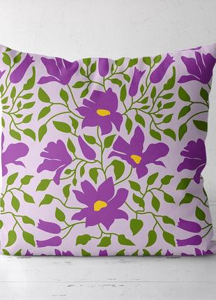 Подушка декоративная soft фиолетовые цветы 45x45 см (45pst_23m...