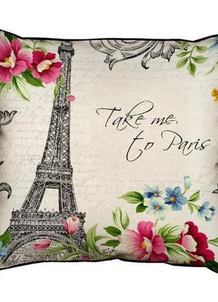 Подушка с мешковины take me to paris 45x45 см (45phb_14m042)