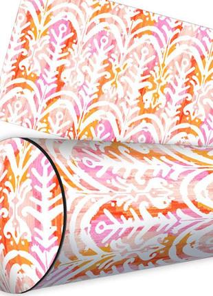 Подушка валик белый узор на оранжево-розовом размытом фоне 42x...