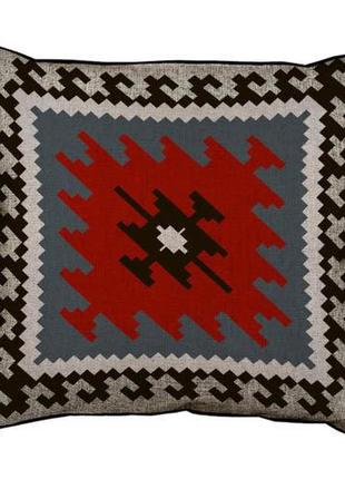 Подушка с мешковины красно-серый квадратный навахо орнамент 45...