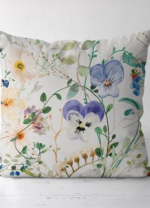 Подушка декоративная soft разные полевые цветы 45x45 см (45pst...