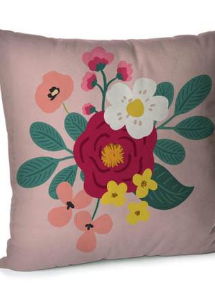 Подушка диванная с бархата цветочный принт 45x45 см (45bp_23m007)
