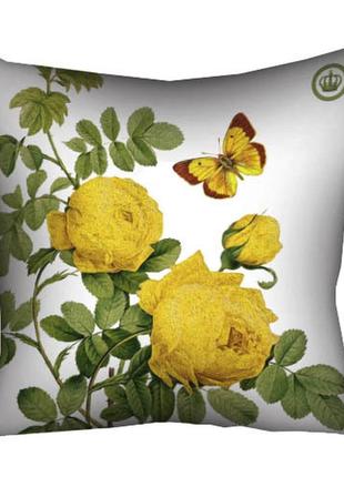 Подушка габардиновая c принтом желтые цветы с бабочкой 30x30 (...