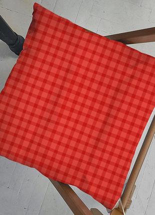 Подушка на стул с завязками красная клетка 40x40x4 см (pz_23ng...