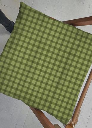 Подушка на стул с завязками зеленая клетка 40x40x4 см (pz_23ng...