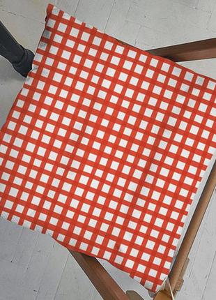 Подушка на стул с завязками бело-красная клетка 40x40x4 см (pz...