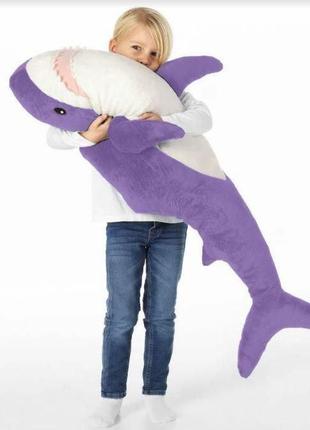Мягкая игрушка акула IKEA 100см, плюшевая игрушка-подушка Фиол...