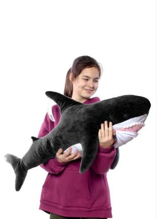 Мягкая игрушка акула IKEA 100см, плюшевая игрушка-подушка Чёрный