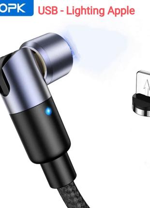 Кабель для зарядки телефона магнитный USB Topk rotation 540° с...