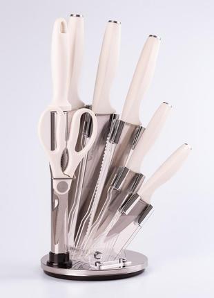 Набір кухонних ножів на підставці 7 предметів, білий