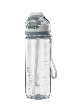 Пляшка для води з трубочкою 720 мл спортивна фляга прозора для...