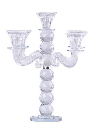 Свічник канделябр скляний на п'ять свічок 30 см