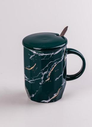 Чашка керамічна 420 мл мармур зелений