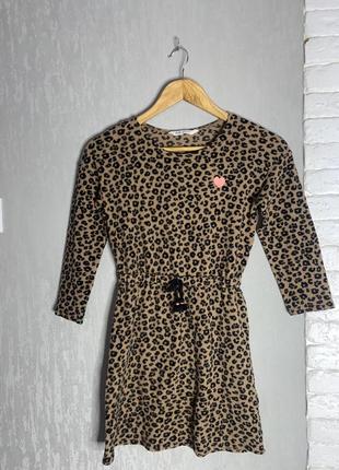 Теплое платье платье в леопардовый принт на девочку 6-8р h&amp;m