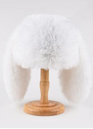 Пушистая шапка с ушками кролика Белый One Size 54-57р (1278)