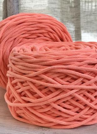 Шнур хлопковый 4 мм для вязания ковров,корзин,декора, цвет персик