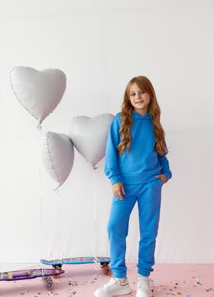 Детский костюм худи и джогеры для девочки цвет голубой р.134 4...