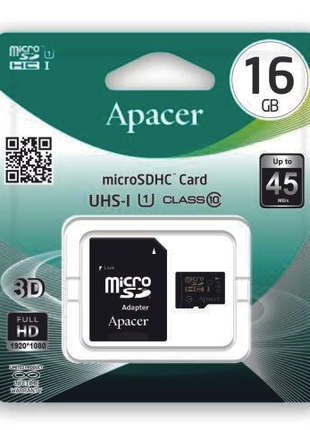Карти пам'яті Apacer MicroSDHC 16GB UHS-I Class 10 (AP16GMCSH10U1