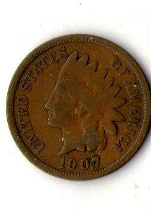 США 1 цент 1907 р. Indian Head Cent No365