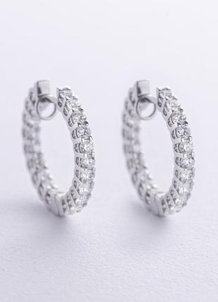 Сережки — кільця з діамантами (біле золото) 35021121
