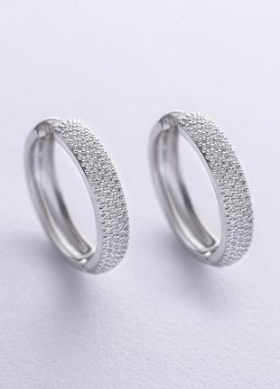 Серьги - кольца с бриллиантами (белое золото) 331001121