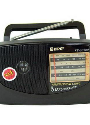 Радиоприемник KIPO KB-308AC - мощный 5-ти волновой PY-932 фм р...