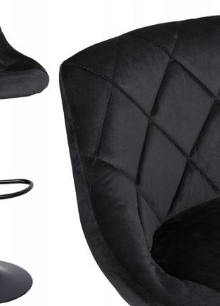 Барний стілець зі спинкою Bonro B-074 велюр чорне з чорною осн...
