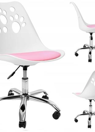 Крісло офісне, комп'ютерне Bonro B-881 біле з рожевим сидінням