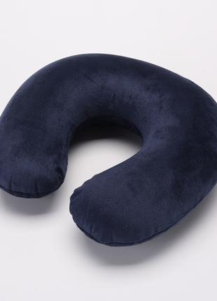 Надувная U-образная дорожная подушка для путешествий цвет черный