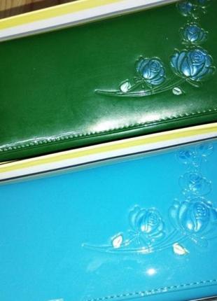 Женский лакированный кошелек кошелек голубой и зеленый
