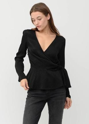Оригінальна чорна блузка з довгими рукавами h&m, xxs