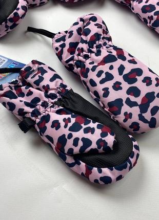 Краги девочка розовые леопард 2-4р sale перчатки варежки lupilu