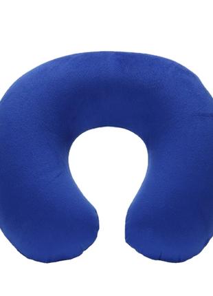 Надувна U-подібна дорожня подушка для подорожей колір синій ел...