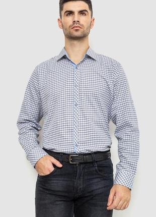 Рубашка мужская в клетку байковая, цвет серо-белый, 214r39-33-007