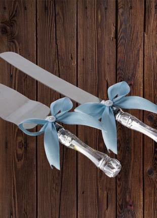 Набор нож и лопатка для свадебного торта (голубой цвет) Код/Ар...