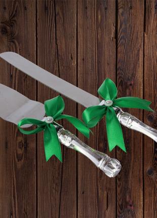Набор нож и лопатка для свадебного торта (зеленый цвет) Код/Ар...