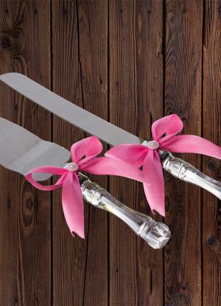 Набор нож и лопатка для свадебного торта (розовый цвет) Код/Ар...